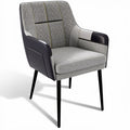 **Moderne fauteuil met gemêleerd stoffen en zwarte leren accenten**
